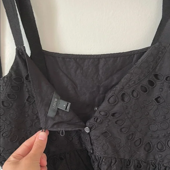 J. Crew Black Eyelet Peplum Blouse - Picture 2 of 3